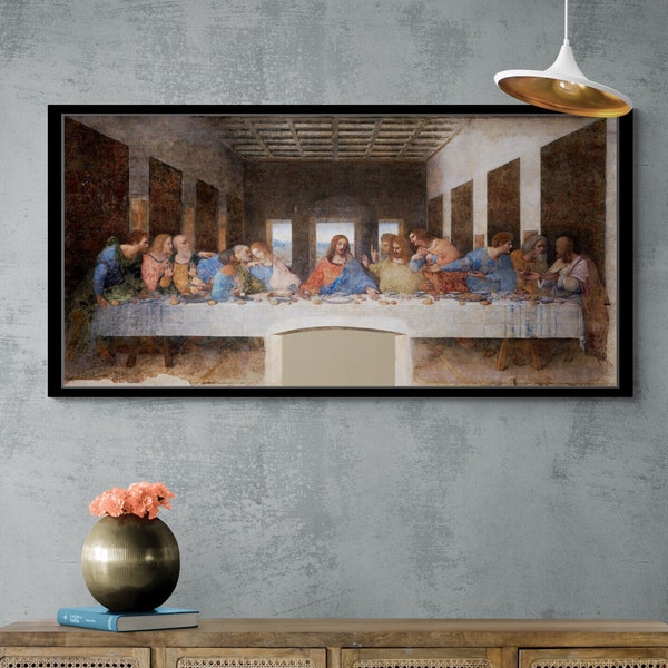 Laatste Avondmaal Wall Art, Leonardo da Vinci Canvas, Woman Wall Art, Famous Canvas, Da Vinci Wall Art, Laatste Avondmaal Canvas, Zwart ingelijst canvas