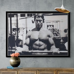 Arnold Schwarzenegger Wall Art, Body Framed Canvas, Motivational Wall Art, Bodybuilding Canvas, Gym Wall Art, Arnold Gold Framed Canvas