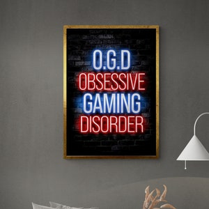 Wall Art for Gamer Room, Gamer Room Wall Art, Gaming Framed Canvas, Game Room Decor, Young Room Wall Art, Kids Room White Framed Canvas
