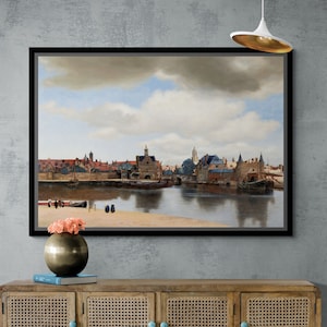 View of Delft Wall Art, Johannes Vermeer Canvas, City Landscape Canvas, Famous Wall Art, Vermeer Wall Art, View of Delft, Gold Framed Canvas
