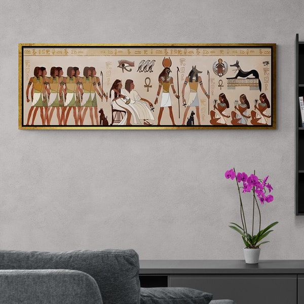 Ancient Egypt Framed Canvas, Egyptian Hieroglyphs Wall Art, Ancient Ages Canvas, Egyptian Symbols Wall Art, Hieroglyphs Black Framed Canvas