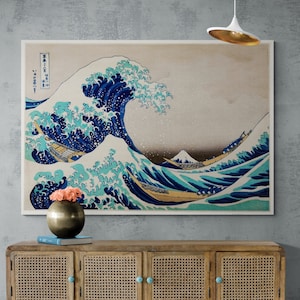 The Great Wave off Kanagawa, Katsushika Hokusai Canvas, Famous Wall Art, The Great Wave Canvas, Hokusai Wall Art, White Framed Canvas
