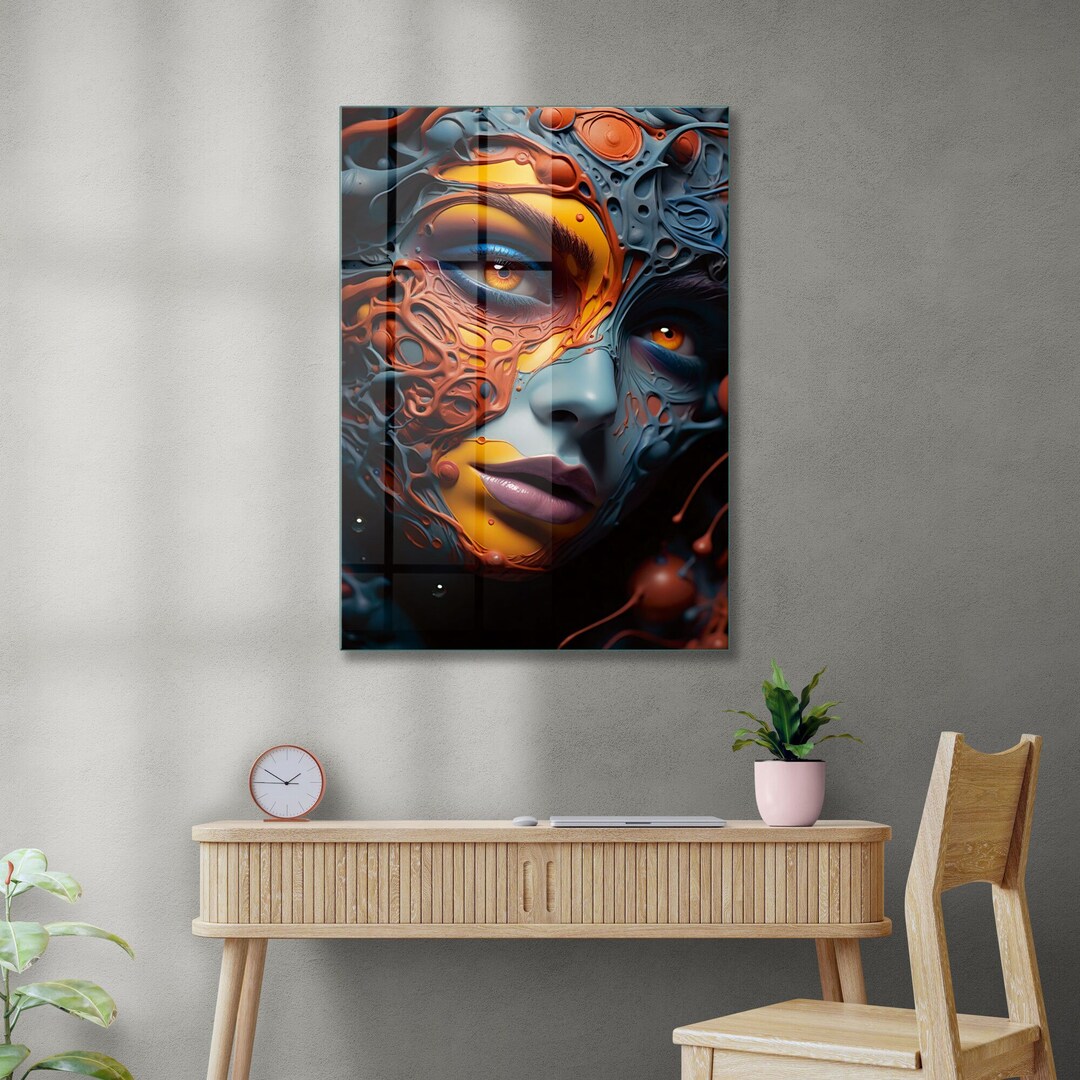 Tempered Glass Wall Art, Woman Face Wall Art, Glass Wall Art, Large