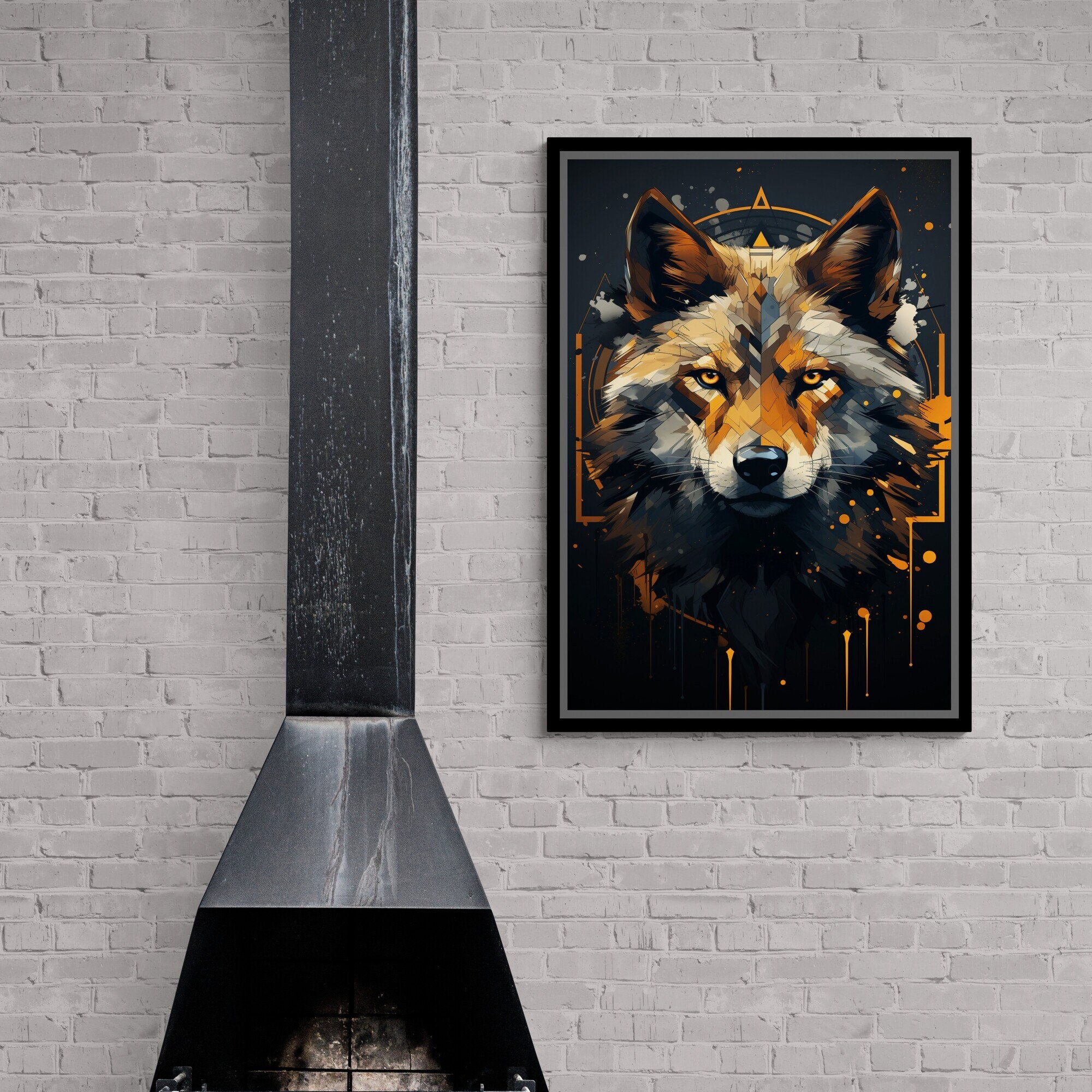Fox Portrait Canvas, Animal Wall Art, Fox Artwork, Large Wall Art, Wildlife Fox Canvas, Majestic Animal Canvas, Silver Framed Canvas