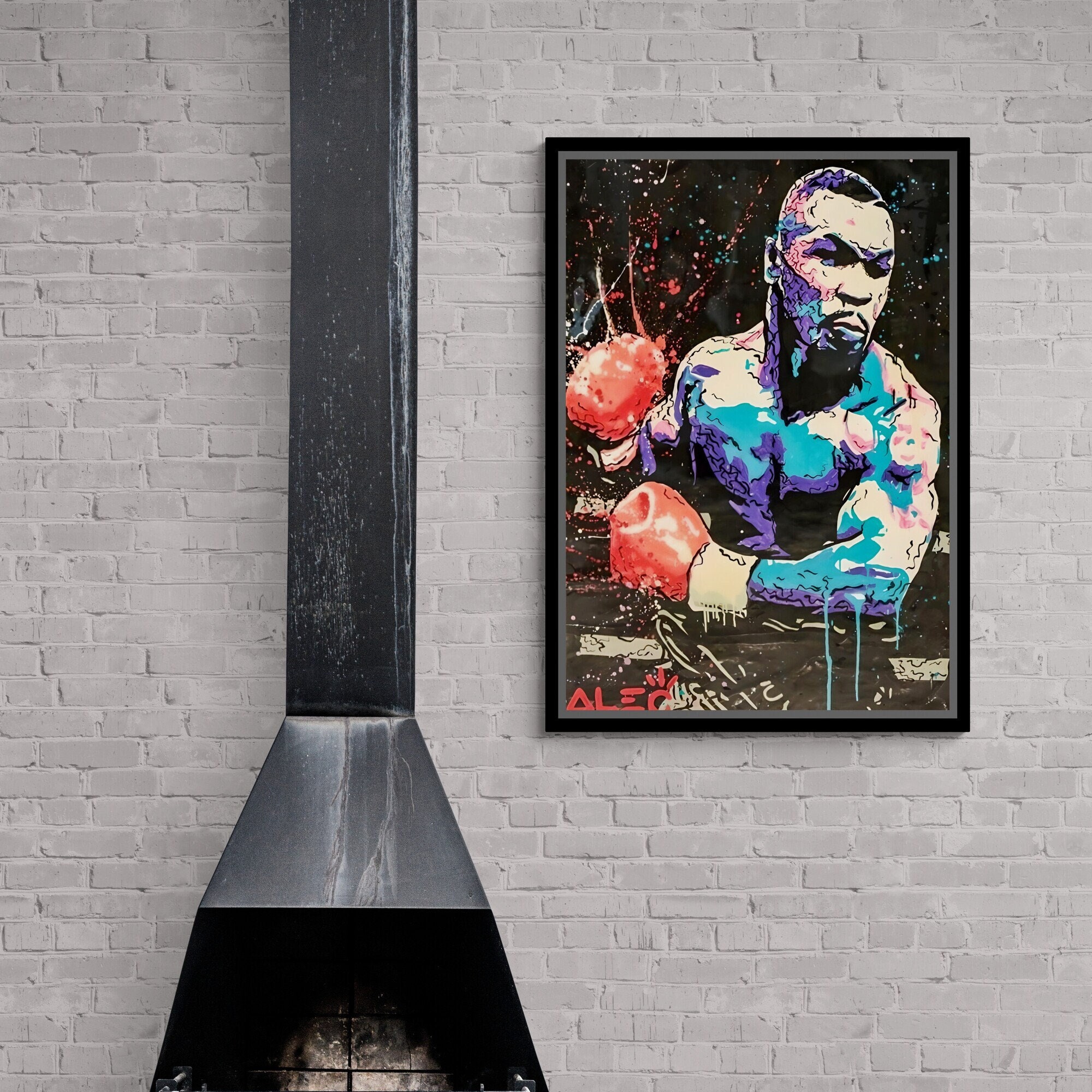 Mike Tyson Wall Art, Legendary Boxer Framed Canvas, Professional Boxer Wall Art, Champion Mike Tyson Wall Art, Mike Tyson Gold Framed Canvas