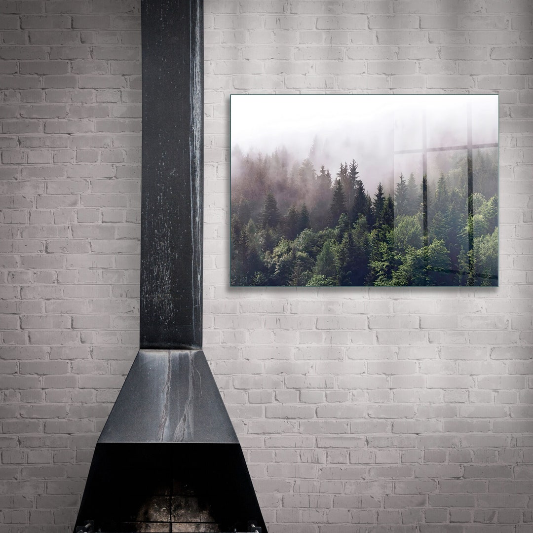 Tempered Glass Wall Art, Misty Mountain Wall Art, Glass Wall Art, Large