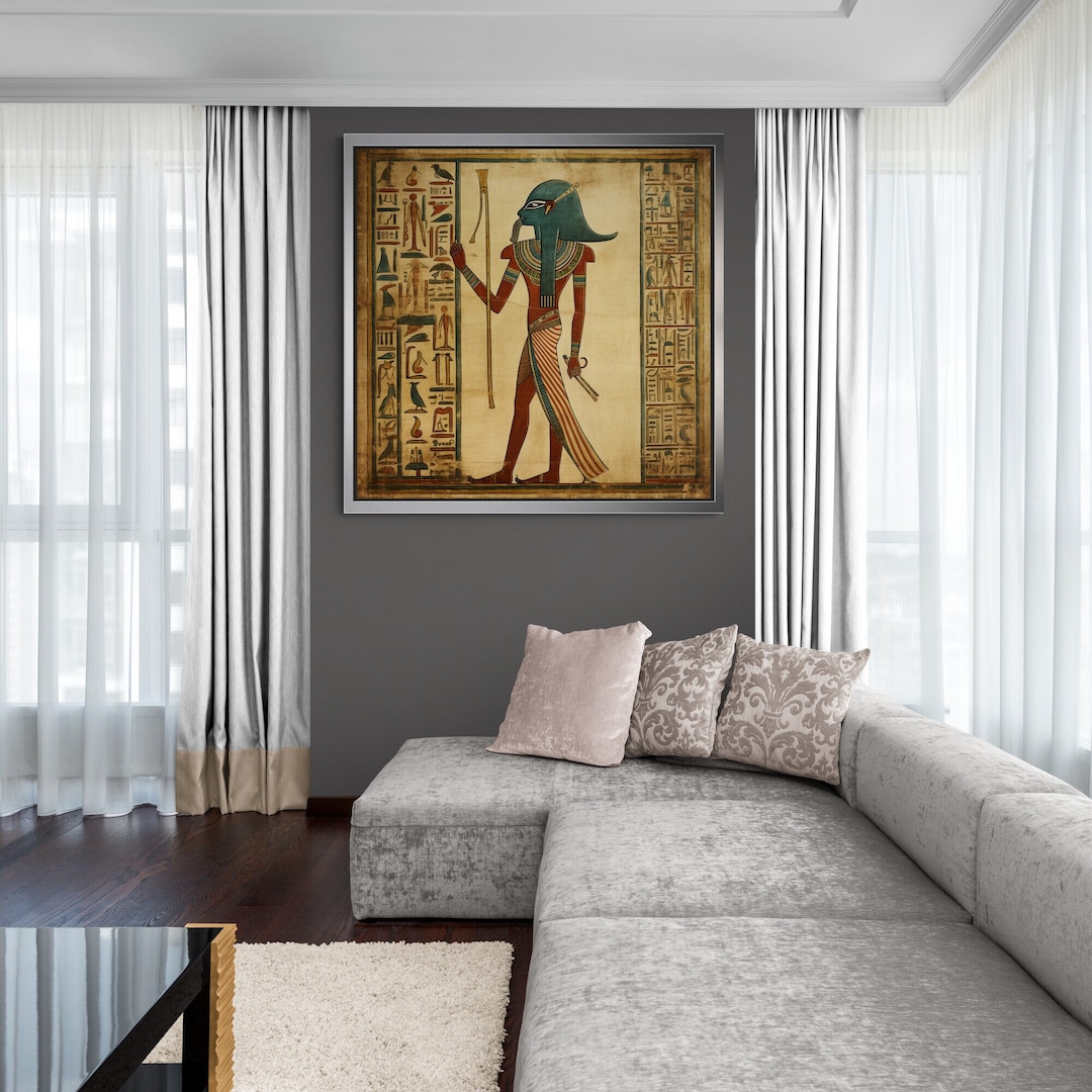 Ancient Egypt Framed Canvas, Egyptian Hieroglyphs Wall Art, Egyptian