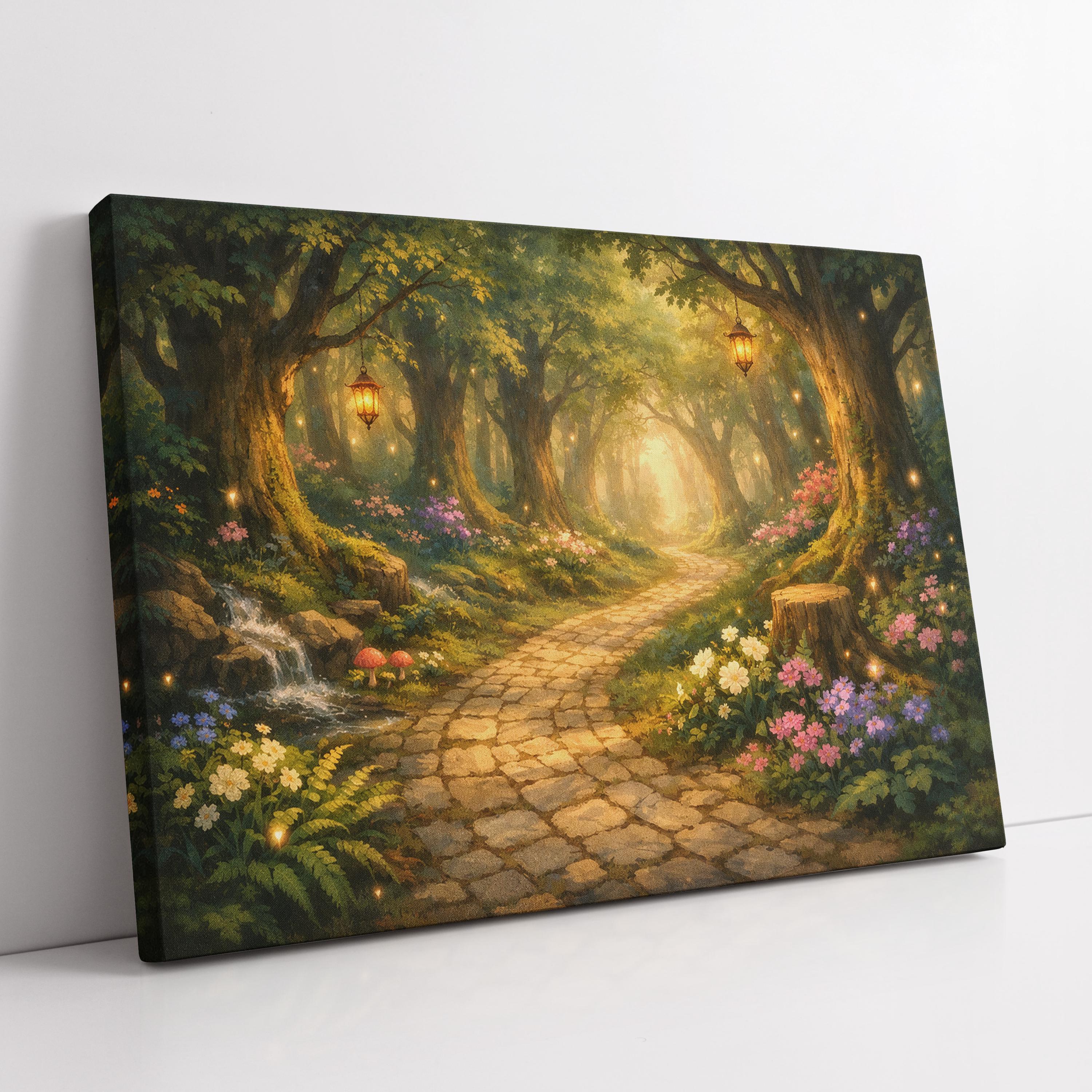 Enchanted Forest Path Wall Art, Magical Woodland Landscape, Fairy Tale ...