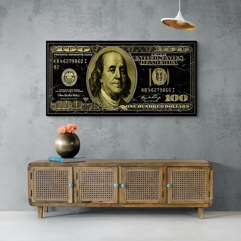 Dollar Money Wall Art 100 Dollar Bill Framed Canvas Money Etsy