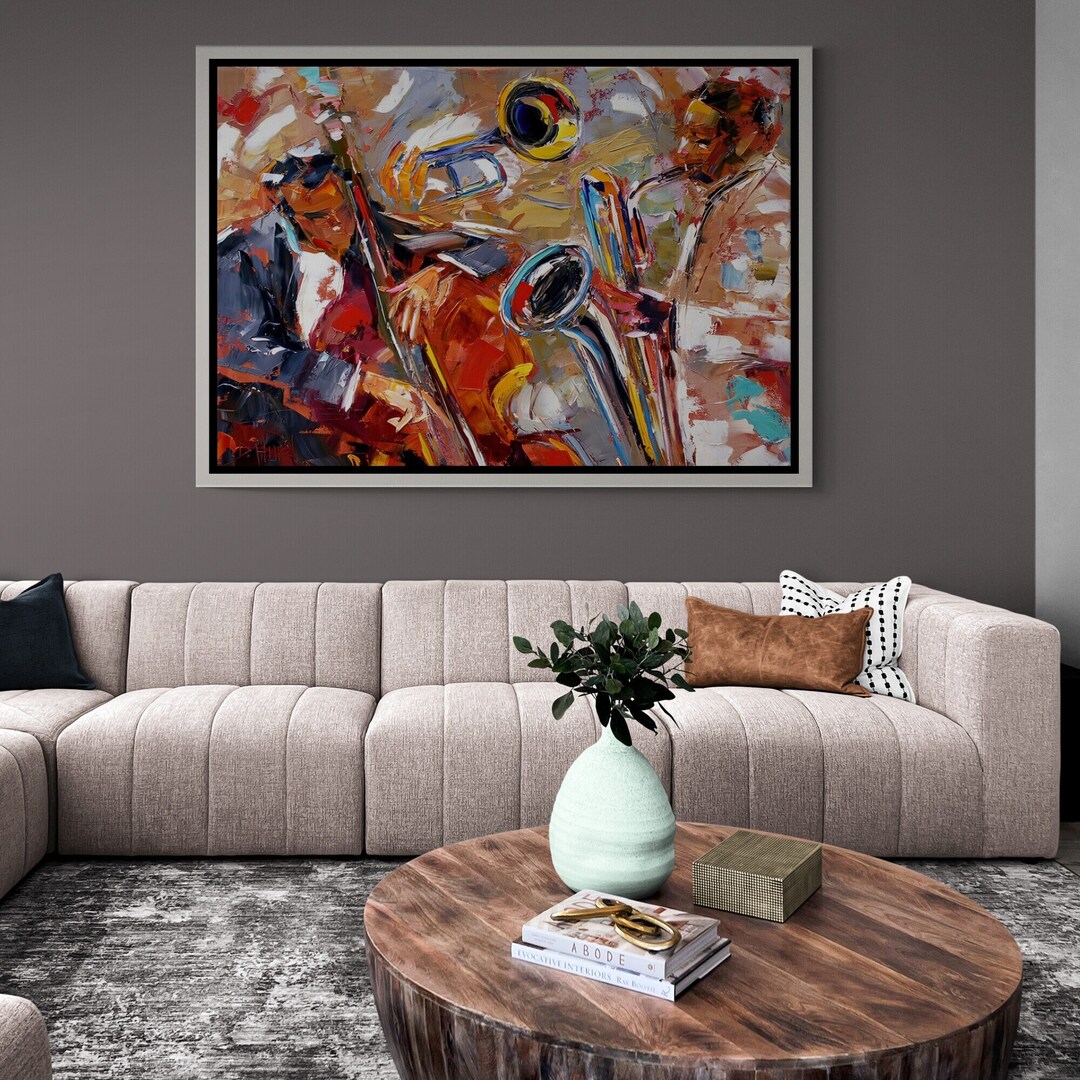 Abstract Jazz Framed Canvas Jazz Wall Art Contemporary Etsy