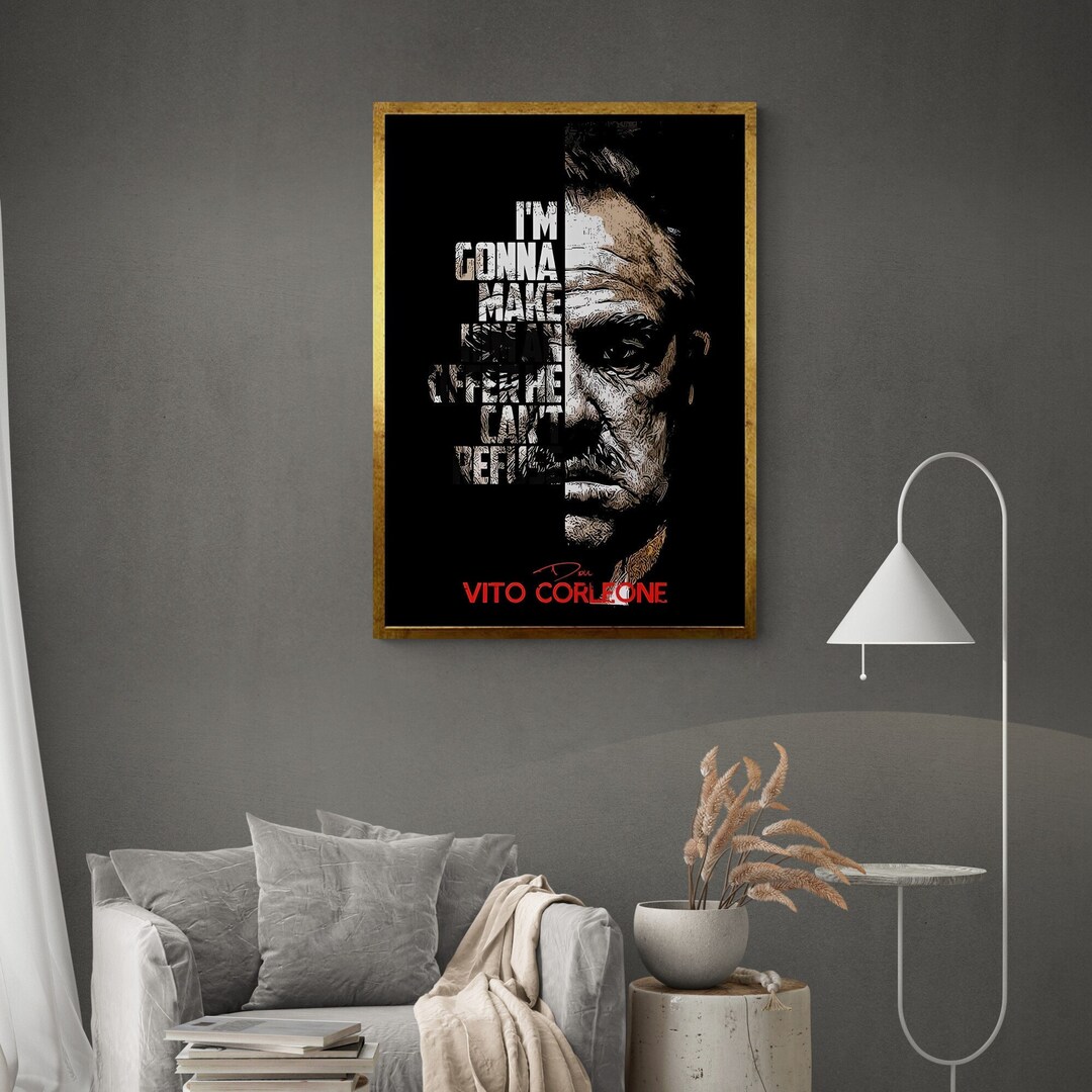 The Godfather Wall Art, Don Carleone Framed Canvas, Film Artist Canvas