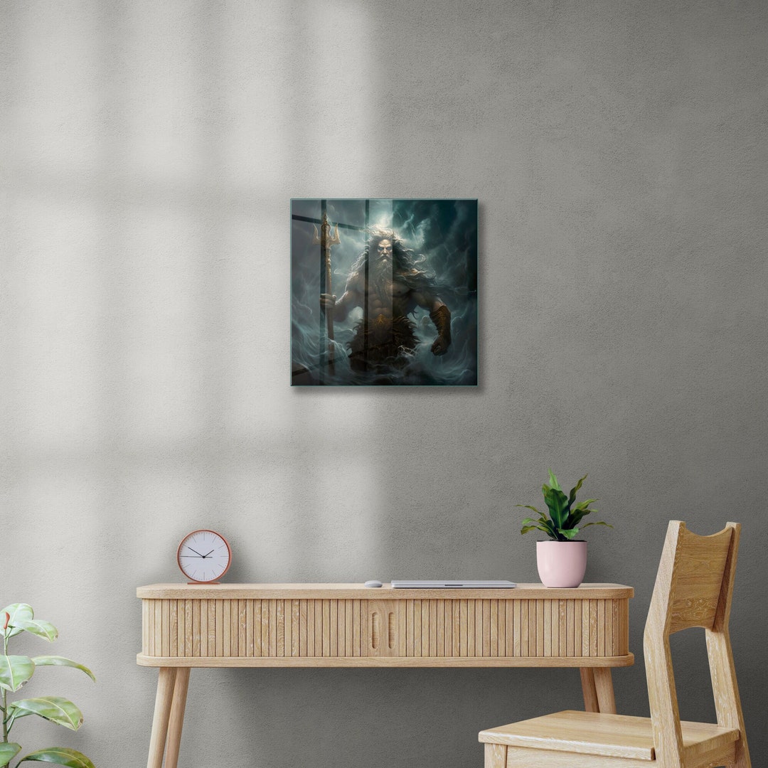 Glass Wall Art, Poseidon Wall Art, Tempered Glass Wall Art, Wall
