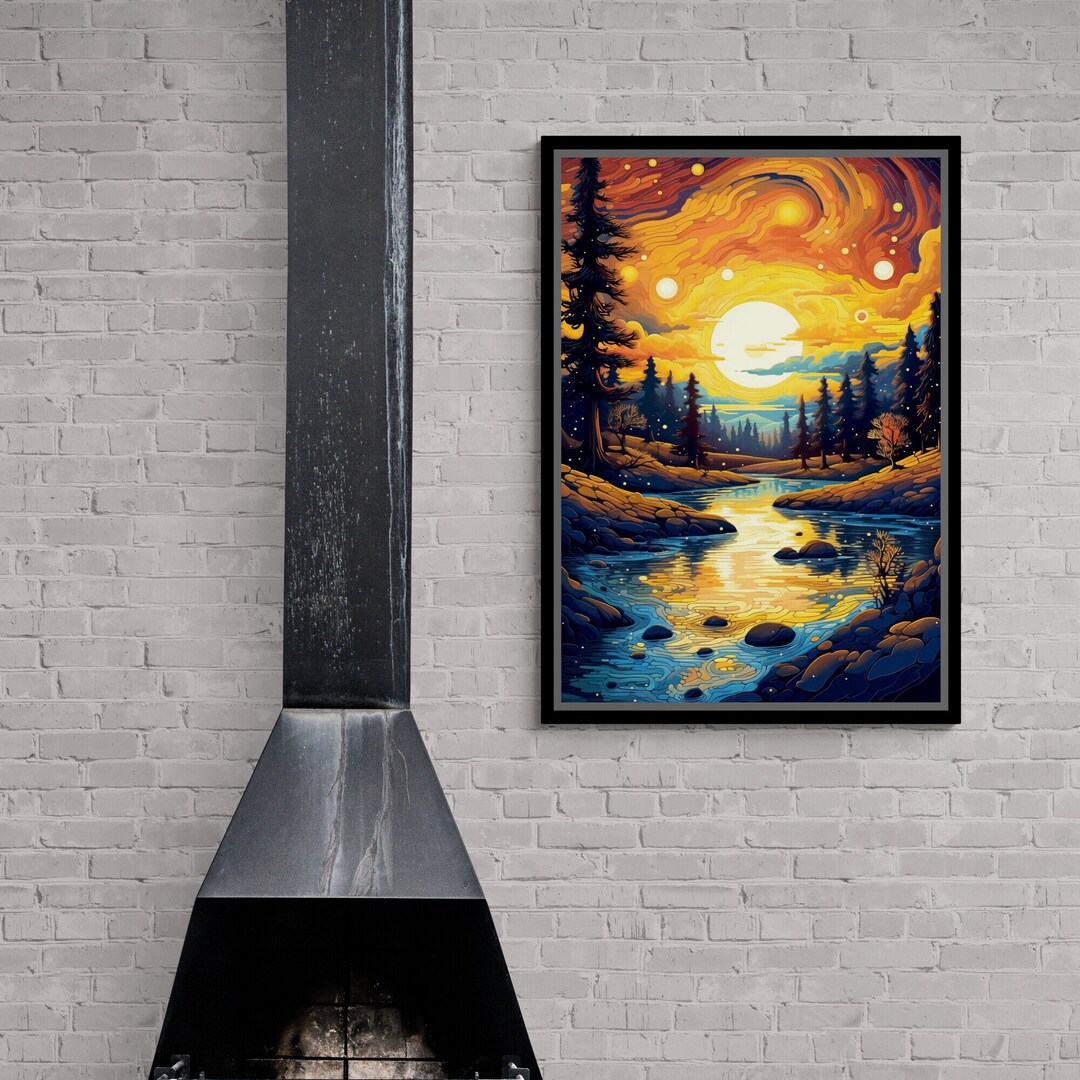 Nature Landscape Canvas, Abstract Sunset Wall Art, Oil Painting Canvas ...