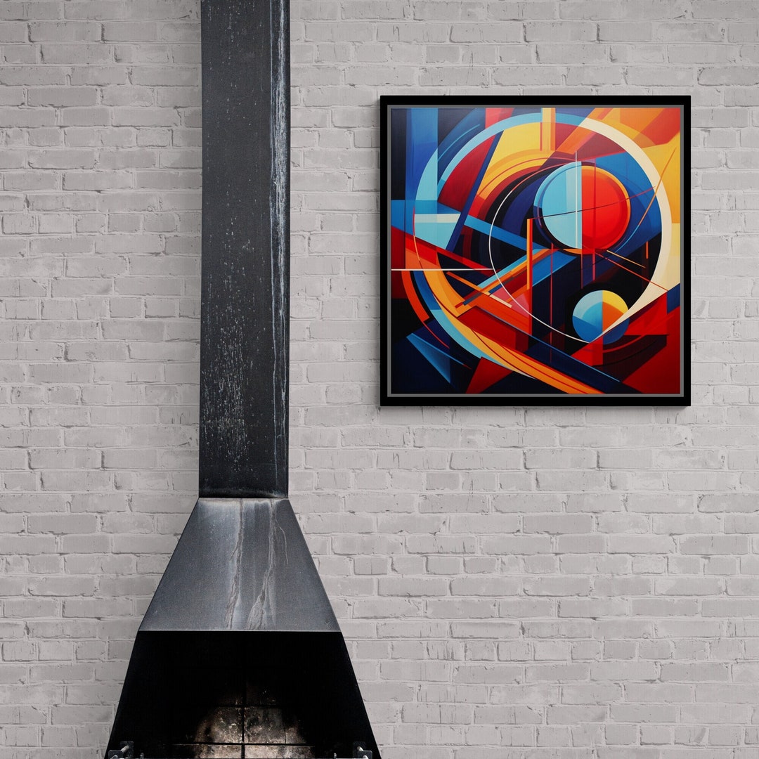 Geometric Shapes Canvas, Abstract Wall Art, Colorful Lines Canvas