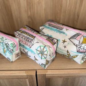 Handmade Fantasy Maps Makeup Bag Set – Cotton Travel Pouches
