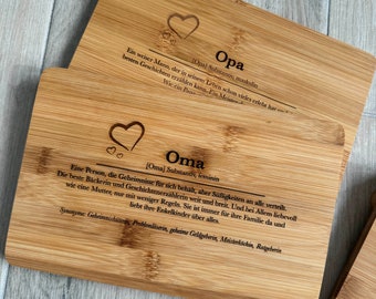 Personalisiertes Frühstücksbrett, Geschenk für Oma, Opa, Mama, Papa, Geburtstag, Holzbrett mit Namen, Muttertag, Vatertag, Ostern, Weihnacht