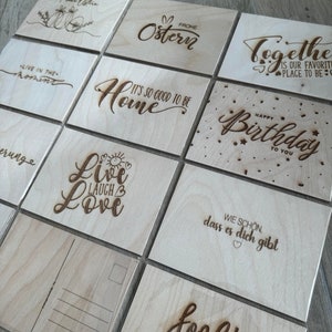 Grußkarte aus Holz | Postkarte aus Holz | Holzpostkarte
