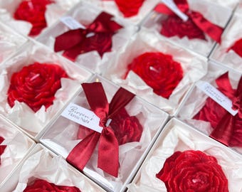 Velas con aroma a rosas y peonías, detalles rojos para bodas, regalo personalizado