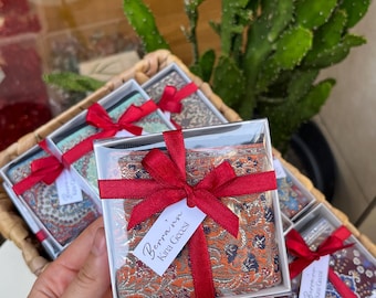 henna party gift wallet, turkish wedding candies, fall bridesmaid party favors for guests, ottoman print wallet, henna gift in a box