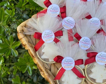 Christmas heart soap favors,pine tree soap, mini soap bars, 2025 christmas gifts ,happy holidays soap favors, merry christmas bulk favors