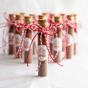 hot chocolate wedding favour in tube, personalised, hot chocolate with marshmallow, thank you gift, rustic gift, valentine&#39;s day gift.