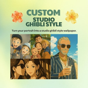 Studio Ghibli Style Portrait from Photo - Personalized Digital Anime Art | Custom Family & Couple Portrait Gift | Printable Wall Art