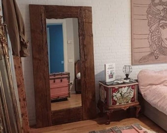 Antique solid wood mirror