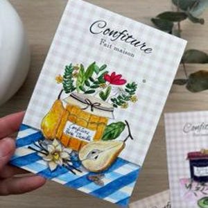 Carte postale Illustrée "Confiture Poire, Vanille"