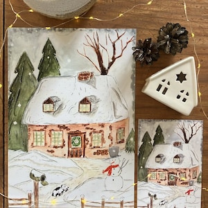 Illustration „Das verschneite Häuschen“ Format A6 und A4