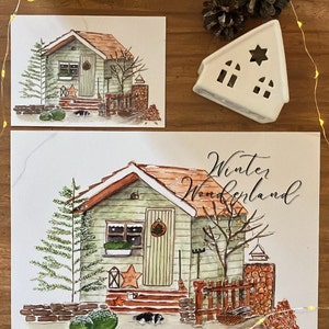Illustration "Le cabanon de Noël" format A6 et A4
