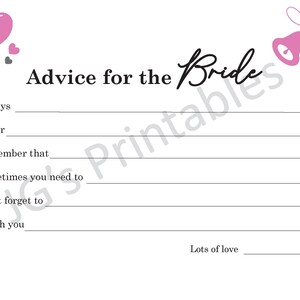 Advice for the Bride Cards, Print At Home, Instant Download