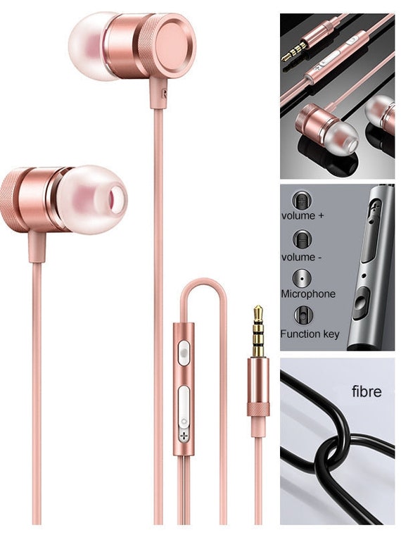 Subwoofer Metal Bass in Ear Wired Headset-rose Gold/white - Etsy