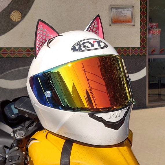  Casco integral de motocicleta con orejas de gato para