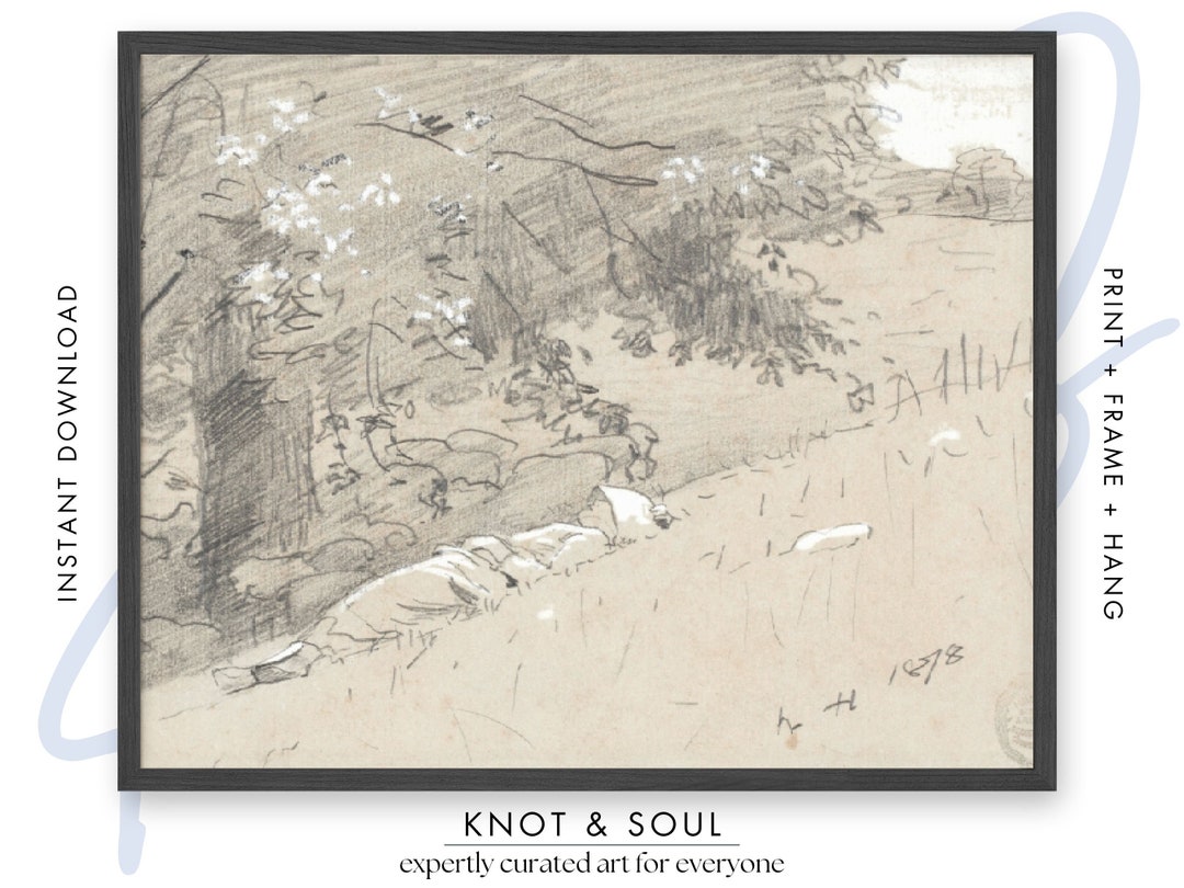 Neutral Tree SKETCH Vintage Neutral Wall Art Decor Digital PRINTABLE