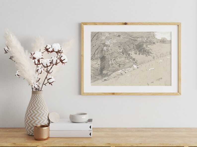 Neutral Tree SKETCH Vintage Neutral Wall Art Decor Digital PRINTABLE