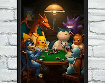 Pokemon Fine Art Print: Poker Night Parody (11x17 in)
