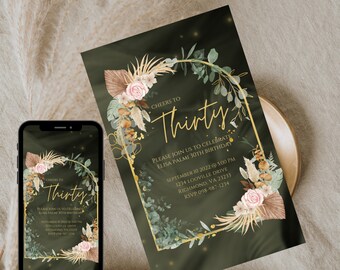 Minimalist 30th Birthday Invitation, Electronic Text Evite (Instant Download)