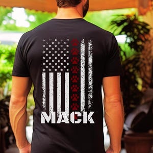 Custom Firefighter Paw Flag T-Shirt: Thin Red Line Fireman Gift