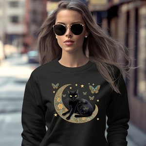 Cat Gifts Celestial Black Cat Sweatshirt