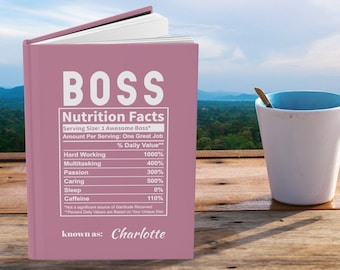 Boss Lady Nutrition Facts Journal: Personalized Hardcover Notebook