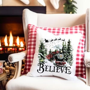 Polar Express Pillow: Believe Christmas Decor, Winter Train