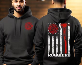 Thin Red Line Fire Axe Personalized Firefighter Hoodie | Name Customization