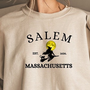 Salem Massachusetts Sweatshirt Halloween Sweatshirt Fall Sweatshirt Witches Broom