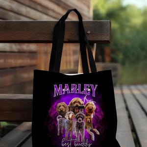 Personalized Dog Photo Tote Bag, Custom Pet Picture Bag, Dog Lover Gift, Customized Animal Print Bag, Pet Owner Gift, Customizable Pet Tote