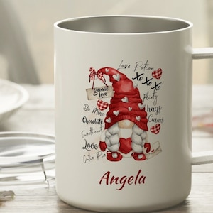 Personalized Gnome Coffee Mug with lid Birthday gift Gnome Mug Gift for her