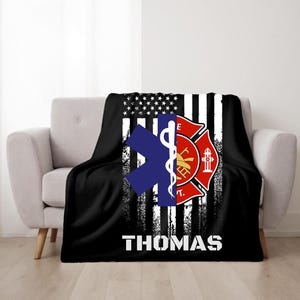 Personalized Gift for EMS, Firefighte,r a Sherpa Blanket gift for a Firefighter warm blanket