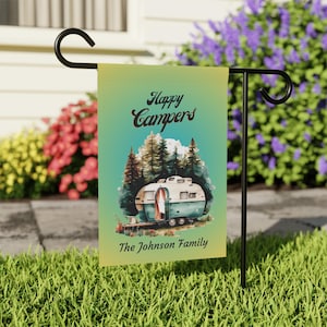 Garden Flag, Personalized Camping Banner, Camp Name Sign, Custom Camper Gift, Memories Campers Sign, RV Campsite Flag, Custom Garden Decor
