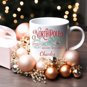 North Pole Mug Gifts for Kids, Kids Mug, Santa Mug, Personalized Hot Chocolate Mug for Kids, Hot Cocoa, Christmas Mug, Adult North Pole Mug