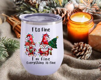 Gnome Christmas Wine Tumbler, Funny