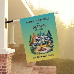 Garden Flag, Personalized Camping Banner, Camp Name Sign, Custom Camper Gift, Memories Campers Sign, RV Campsite Flag, Custom Garden Decor
